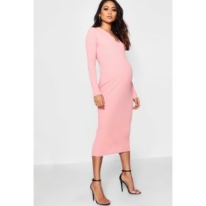 Maternity Scallop Edge Bodycon Midi Dress